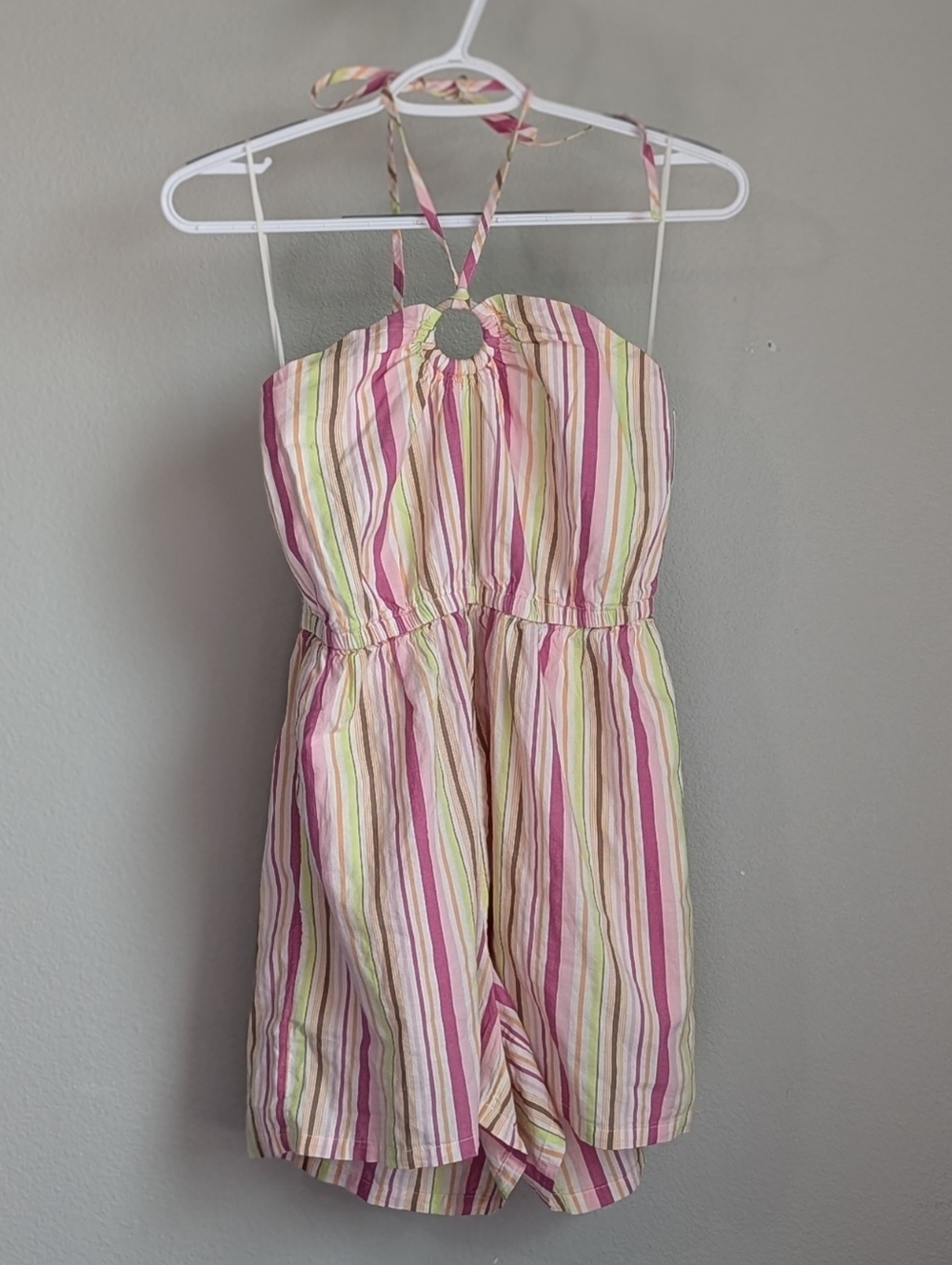 Old Navy Striped O-Ring Halter Romper